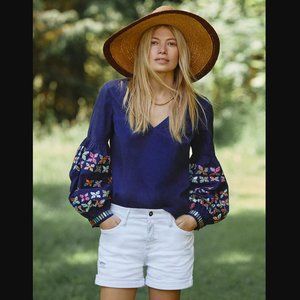Anthropologie Maeve Sonja Embroidered Blouse